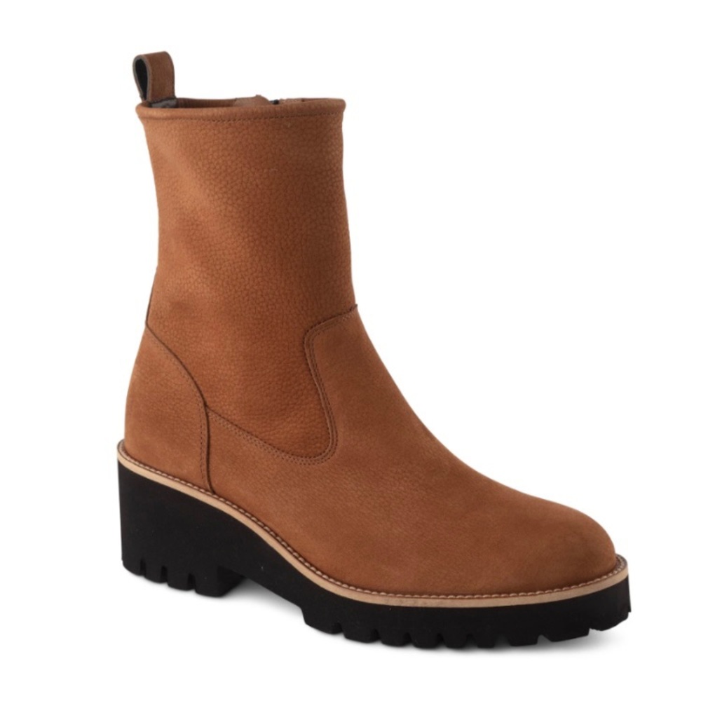 New Paul Green Newberry Boots Leather Toffee Brown grained Leather New With Tags
